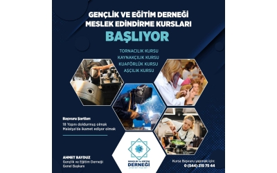 MESLEK EDİNDİRME KURSLARIMIZ BAŞLIYOR..