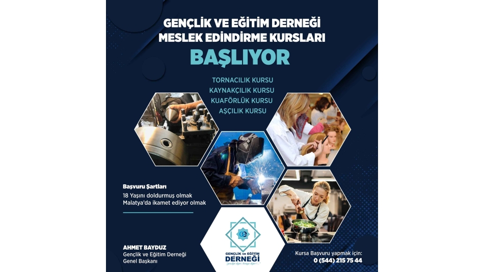 MESLEK EDİNDİRME KURSLARIMIZ BAŞLIYOR..